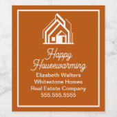 Burnt Orange Real Estate Company Custom Realtor Weinetikett (Einzelnes Label)