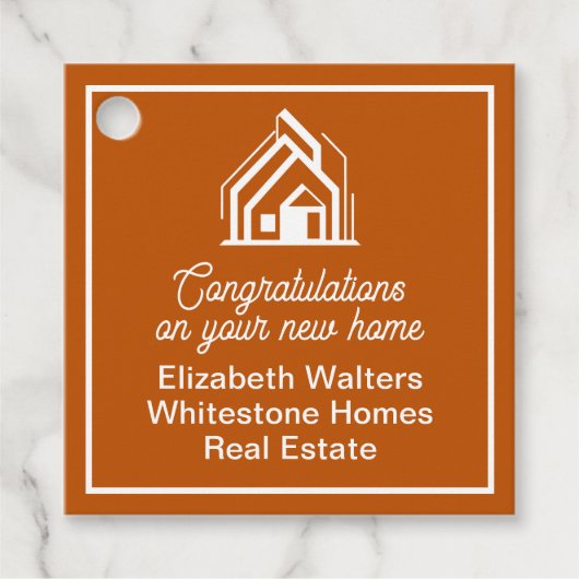 Burnt Orange Real Estate Company Customized Party Geschenkanhänger (Vorderseite)