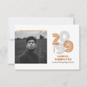 Burnt Orange Retro Big Numbers Class of Foto Einladung (Vorderseite)