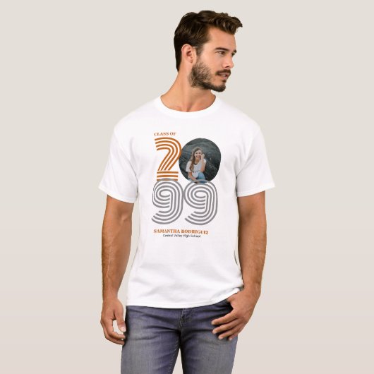 Burnt Orange Retro Big Numbers Class of Foto T-Shirt (Vorne ganz)