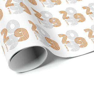 Burnt Orange Retro Big Numbers Klasse Geschenkpapier