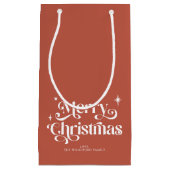 Burnt Orange Retro Frohe Weihnachten Kleine Geschenktüte (Vorderseite)