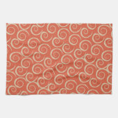 Burnt Orange Retro Swirl Muster Handtuch (Horizontal)