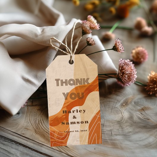 Burnt orange Retro Vielen Dank Geschenkanhänger