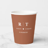 Burnt Orange Roman Numerals Monogram Wedding Pappbecher (Vorderseite)