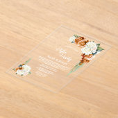 Burnt Orange Rose Blumenhochzeit nach dem Party Acryleinladungen (Ablage )