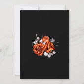 Burnt Orange Rose Blumenschwarz Hochzeitsempfang Einladung (Rückseite)