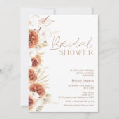 Burnt Orange Rose Boho Floral Brautparty Einladung (Vorderseite)