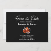 Burnt Orange Rose Floral Black Wedding Save The Date (Vorderseite)