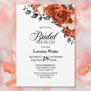 Burnt Orange Rose Floral Brautparty Einladung