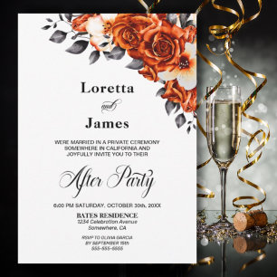 Burnt Orange Rose Floral Hochzeitsempfang Einladung