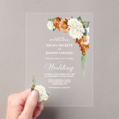 Burnt Orange Rose Floral Wedding Acryleinladungen (Insitu (Handheld))