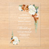 Burnt Orange Rose Floral Wedding Acryleinladungen (Vorderseite)