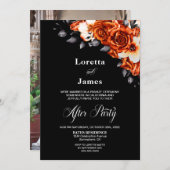 Burnt Orange Rose Floral Wedding Reception Foto Einladung (Vorne/Hinten)