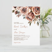 Burnt Orange Rose Rustikale Hochzeit Einladung (Stehend Vorderseite)