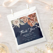 Burnt Orange Rose Terracotta Floral Navy Hochzeit Geschenktütchen (Ausgeschnitten)