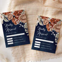 Burnt Orange Rose Terracotta Floral Navy Hochzeit