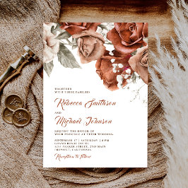 Burnt Orange Rose Terracotta Floral Wedding Einladung