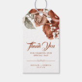 Burnt Orange Rose Terracotta Floral Wedding Geschenkanhänger (Vorderseite)