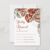 Burnt Orange Rose Terracotta Floral Wedding RSVP Karte (Vorderseite)