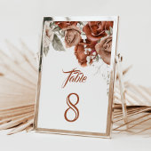 Burnt Orange Rose Terracotta Floral Wedding Tischnummer