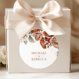 Burnt Orange Rose Terracotta Gastgeschenk Hochzeit Runder Aufkleber