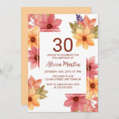 Burnt Orange Russet Herbstliche Blume jedes Alters Einladung (Vorne/Hinten)