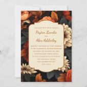 Burnt Orange Rust Cream Fall Floral Wedding Einladung (Vorderseite)