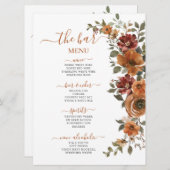 Burnt Orange Rust Hochzeit im Herbst Drinks Bar Menükarte (Vorne/Hinten)