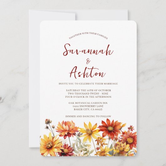 Burnt Orange Rust Hochzeit im Herbst Einladung (Vorderseite)