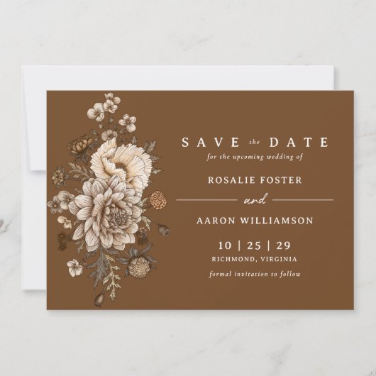 Burnt Orange Rust | Moody Fall Boho Wedding Save The Date (Vorderseite)