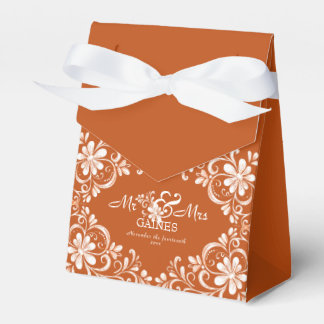 Burnt Orange Rust Mr & Mrs Wedding Favor Box Geschenkschachtel
