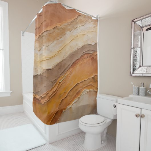 Burnt Orange Rust Terracotta Brown Abstrakt Duschvorhang (Beispiel)