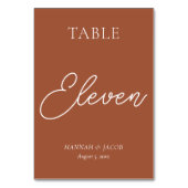 Burnt Orange Rust Wedding Eleven Tischnummer (Vorderseite)
