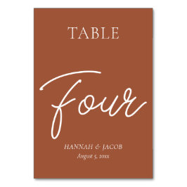 Burnt Orange Rust Wedding Vier Tischnummer
