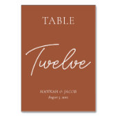 Burnt Orange Rust Wedding Zwölf Tischnummer (Rückseite)