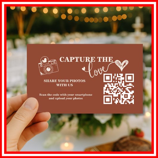 Burnt Orange Rustic Capture Die Liebe QR Hochzeit Begleitkarte