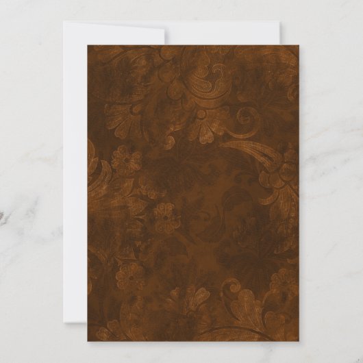 Burnt Orange Rustic Damask Gothic Probe Dinner Einladung (Rückseite)