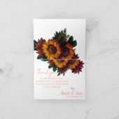 Burnt Orange Rustic Floral Wedding Danke Karte (Innenseite)