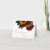 Burnt Orange Rustic Floral Wedding Danke Karte (Vorderseite)