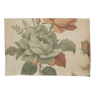 Burnt Orange Sage Green Vintag Floral Print Kissenbezug