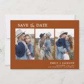 Burnt Orange Save the Date 3 Foto Einfach (Vorderseite)