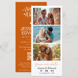 Burnt Orange-Save the Date Foto-Stand Qr-Code