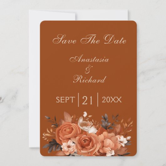 Burnt Orange Save the Date Wedding (Vorderseite)