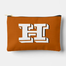 Burnt Orange School Pride Color Style Monogram Zubehörtasche