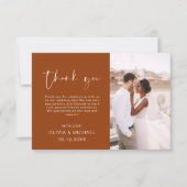 Burnt Orange Script Foto Hochzeit Danke Karte (Vorderseite)