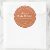 Burnt Orange Script Handmade Body Butter Label Runder Aufkleber (Tasche)