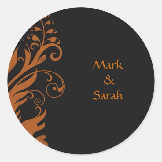 Burnt Orange Scrolling Fern Sticker (Vorderseite)
