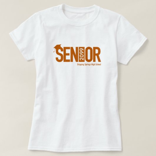 Burnt Orange SENIOR mit Graduierungskappe T-Shirt (Design vorne)