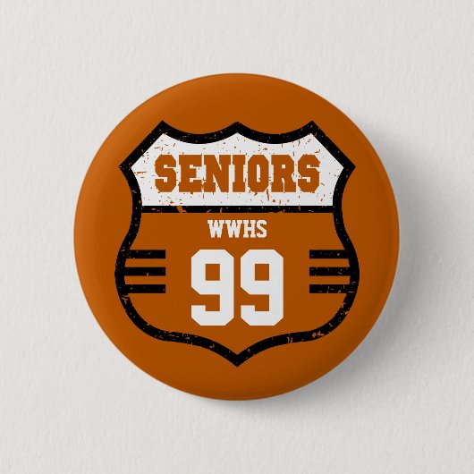 Burnt Orange Seniors Road Sign Button (Vorderseite)